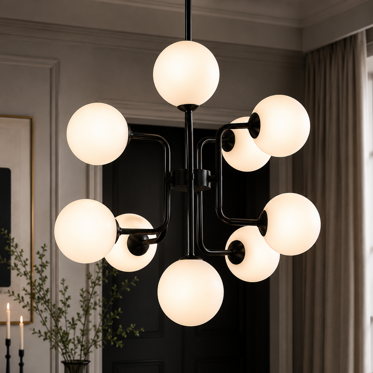 Eliot Matt Black Steel & White Glass Ceiling Pendant Light Liang & Eimil