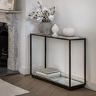Avento Gold Console Table with Clear Glass Top by Abode