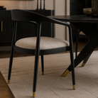 Fluid Ash Wood & Boucle Sand Fabric Dining Chair Liang & Eimil
