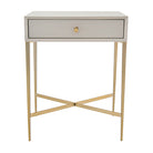 Finley Ceramic Grey Side Table with Antique Brass Legs by RV Astley