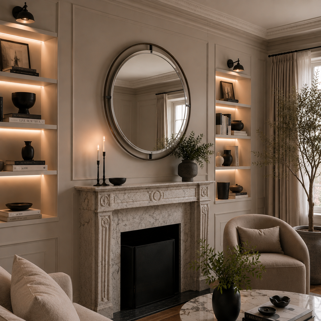 Gordone Dark Antique Brass Finish Wall Mirror by RV Astley