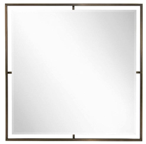 Gordone Dark Antique Brass Finish Square Mirror by RV Astley
