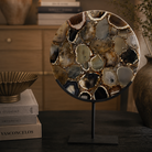 Guoya Large Brown Agate & Matt Black Ring On Stand by Light & Living