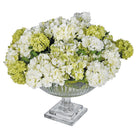 Green and White Grande Hydrangea in Glass Vase by Kensington