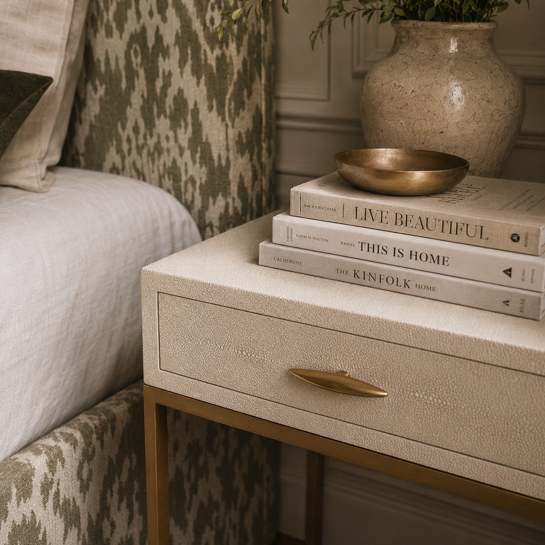 Hampton 1 Drawer Bedside Table - Ivory by D.I. Designs