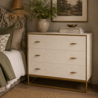 Hampton Ivory Faux Shagreen Chest Of Drawers with Gold Legs & Handles - Ivory by D.I. Designs