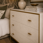 Hampton Ivory Faux Shagreen Chest Of Drawers with Gold Legs & Handles - Ivory by D.I. Designs