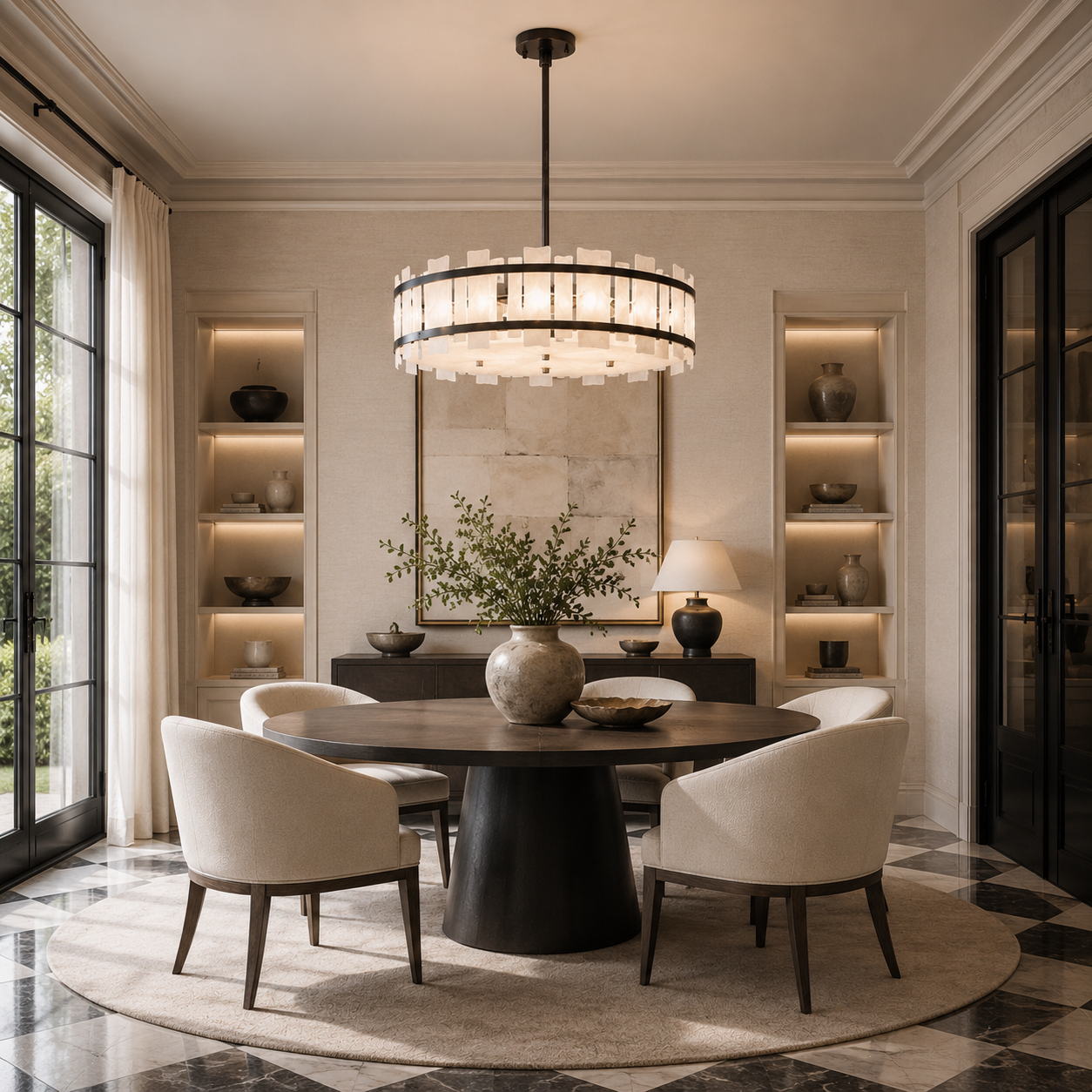 Harrow Bronze & Opal Glass Large Pendant Light 80cm by Luxe Collection