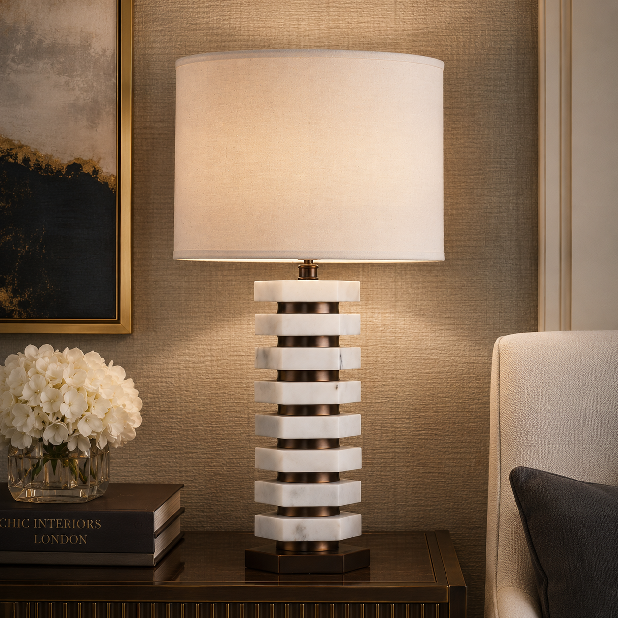 Haspen Natural Marble Table Lamp by Richmond Interiors