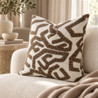 Havana Brown & Natural Abstract Jacquard Cushion 50 cm Malini