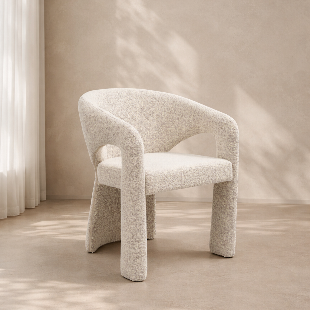 Jaxon White Boucle Dining Chair by Tommy Franks