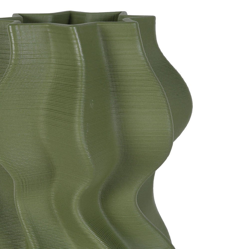 Small Ruched Olive Vase Kensington
