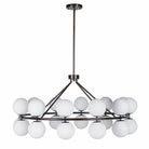 Multi Chandelier Bronze Metal Frame & White Opal Glass Globe Shades Kensington