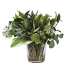 Mixed Greenery Arrangement in Glass Vase by Kensington