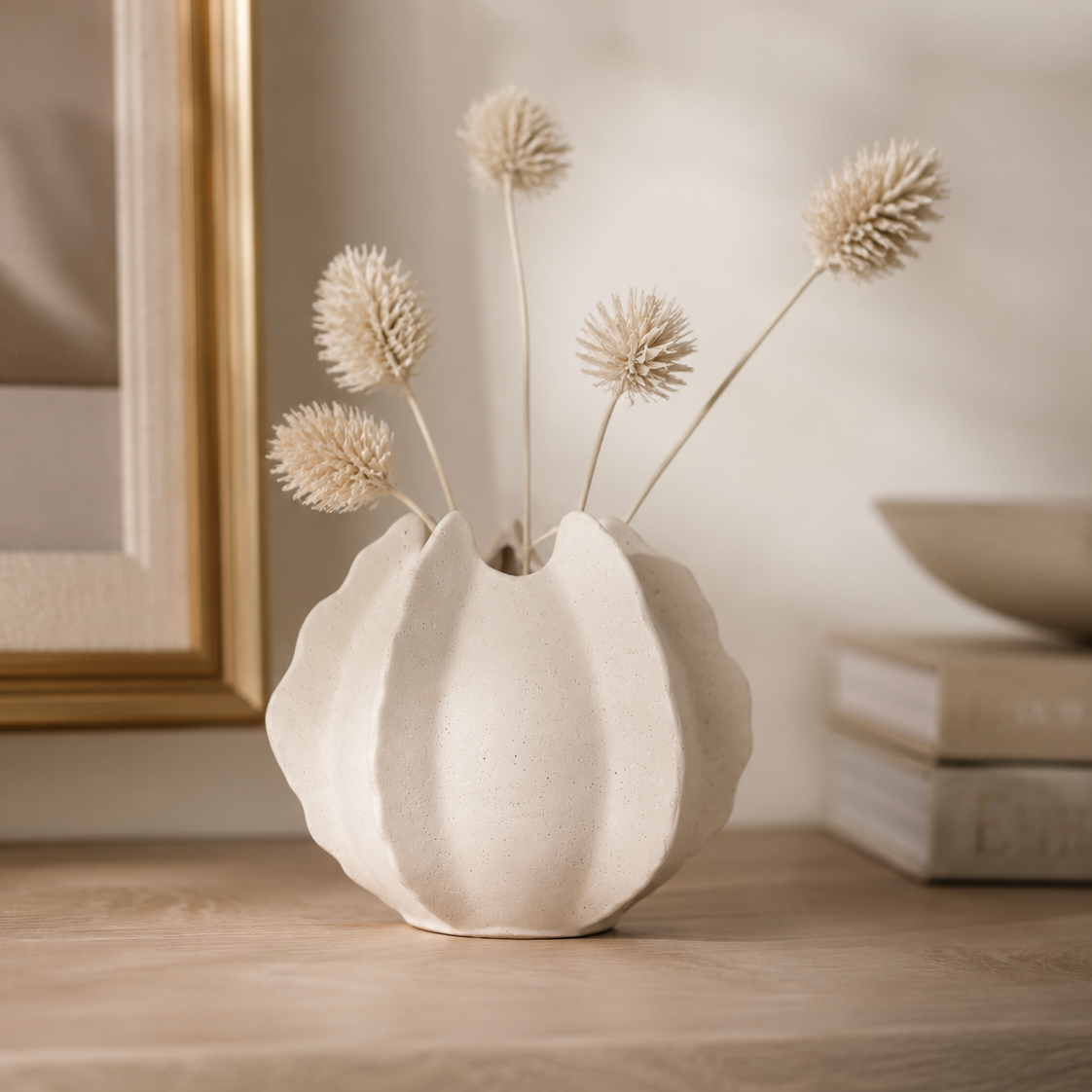 Kelapa Cream Ceramic Vase Small by Light & Living