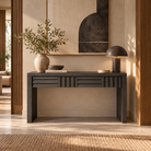 Kyoto Textured Dry Grey Oak Console Table by Berkeley Designs