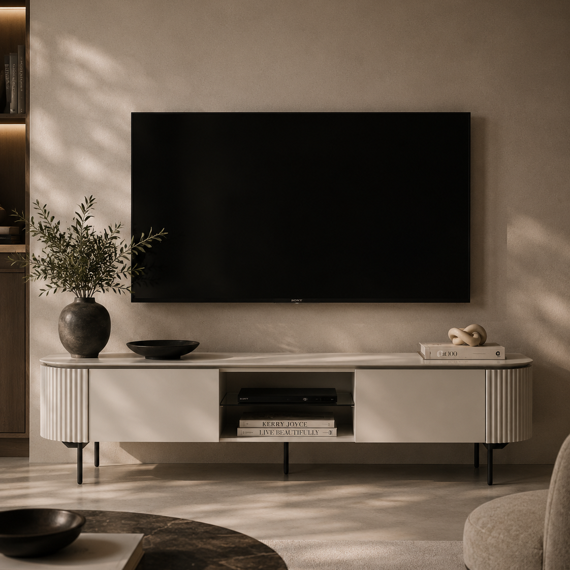 Lantine Beige Media TV Cabinet Unit Tommy Franks