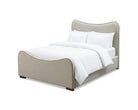 Caleta King Size Bed - Capela Sand with Capela Fennel Seed Piping | Dark Brown Solid Wood by Liang & Eimil