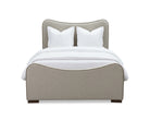 Caleta King Size Bed - Capela Sand with Capela Fennel Seed Piping | Dark Brown Solid Wood by Liang & Eimil