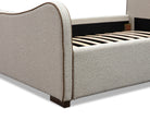 Caleta King Size Bed - Capela Sand with Capela Fennel Seed Piping | Dark Brown Solid Wood by Liang & Eimil