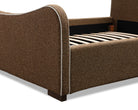 Caleta King Size Bed - Capela Fennel Seed with Capela Sand Piping | Dark Brown Solid Wood by Liang & Eimil