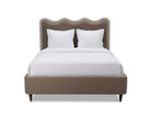 Palermo King Size Bed - Hopper Taupe with Hopper Cream Border | Dark Brown Solid Wood by Liang & Eimil