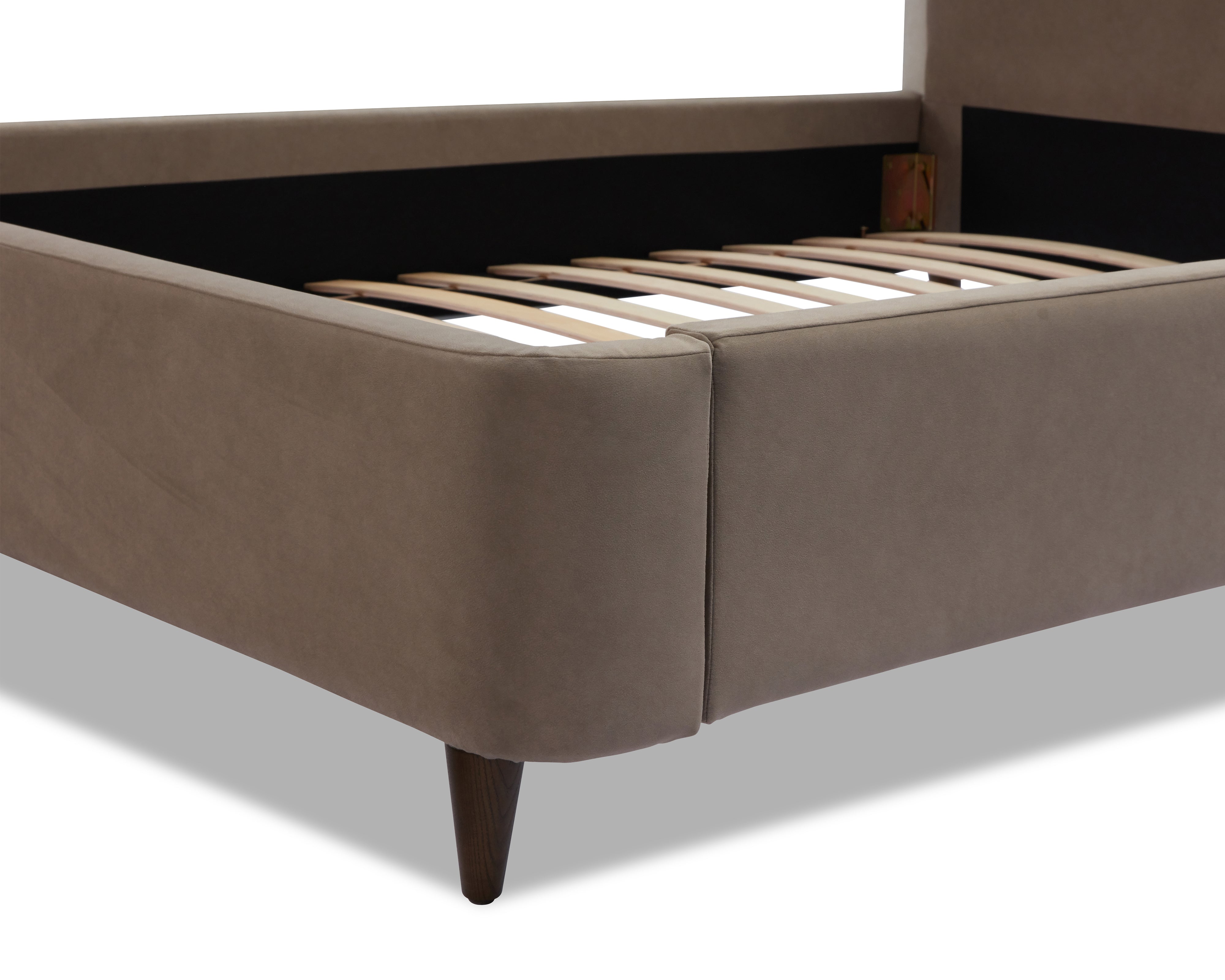 Palermo King Size Bed - Hopper Taupe with Hopper Cream Border | Dark Brown Solid Wood by Liang & Eimil