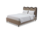 Palermo King Size Bed - Hopper Desert with Hopper Terra Border | Dark Brown Solid Wood by Liang & Eimil