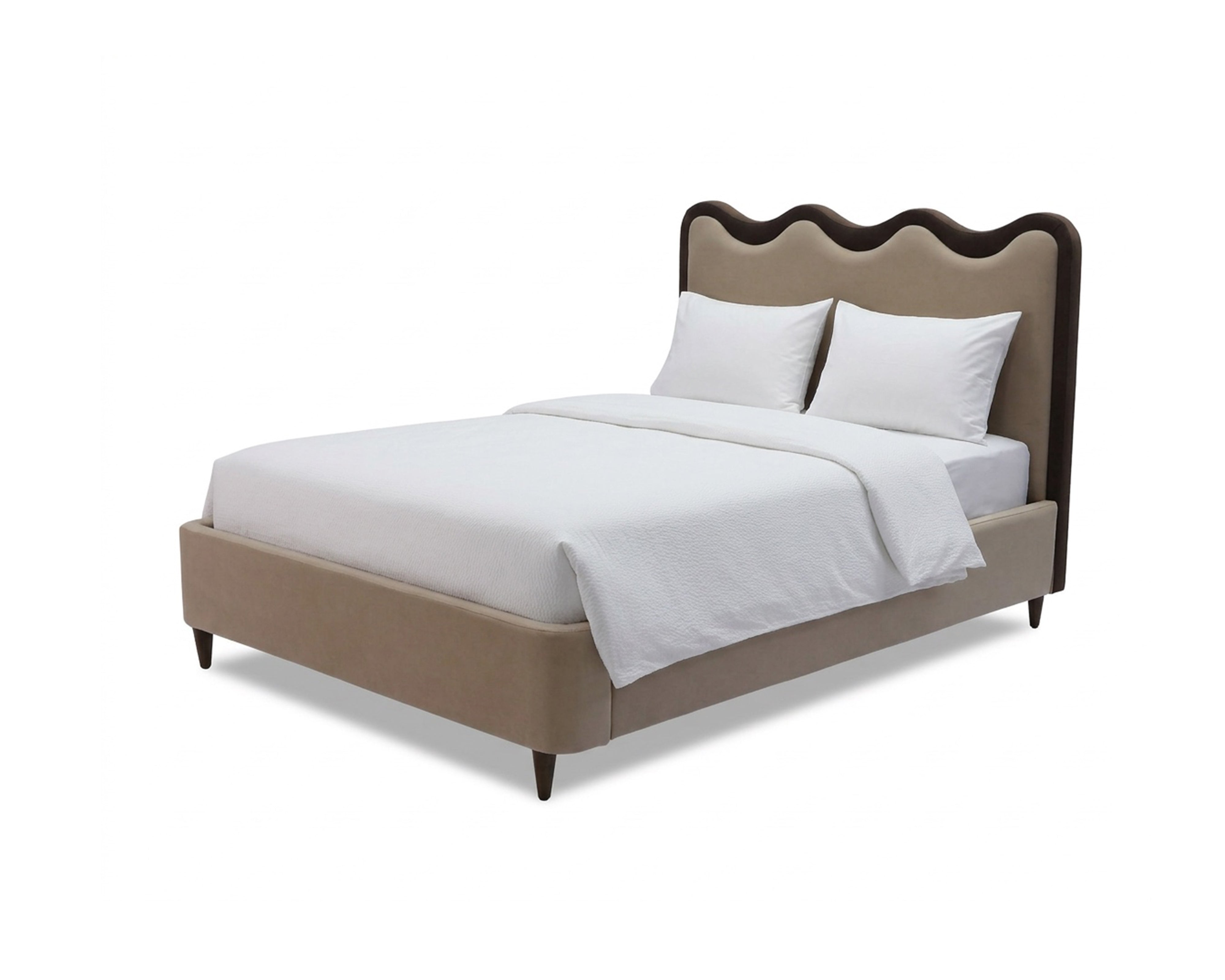 Palermo King Size Bed - Hopper Desert with Hopper Terra Border | Dark Brown Solid Wood by Liang & Eimil
