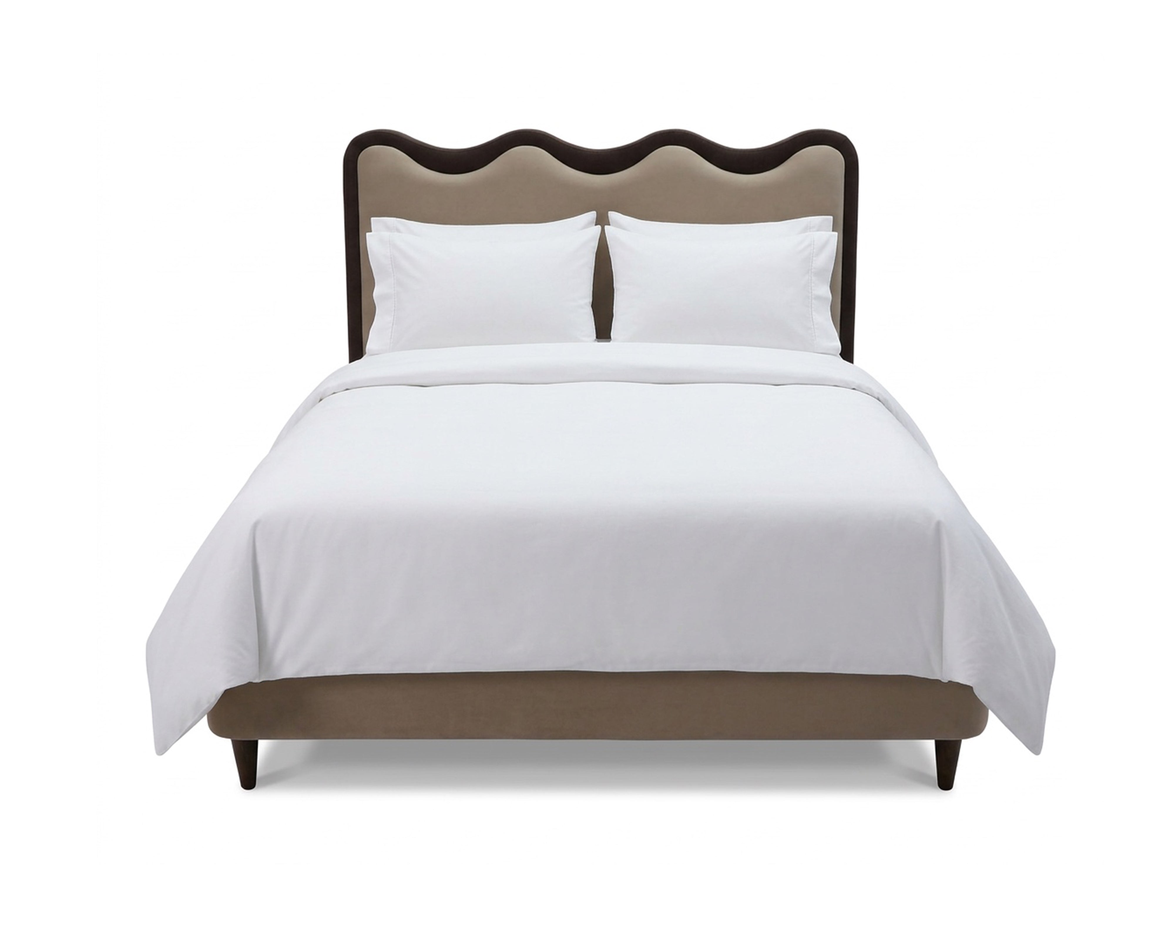 Palermo King Size Bed - Hopper Desert with Hopper Terra Border | Dark Brown Solid Wood by Liang & Eimil
