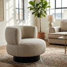 Redeo Swivel Occasional Chair - Capela Sand | Matt Black Metal by Liang & Eimil