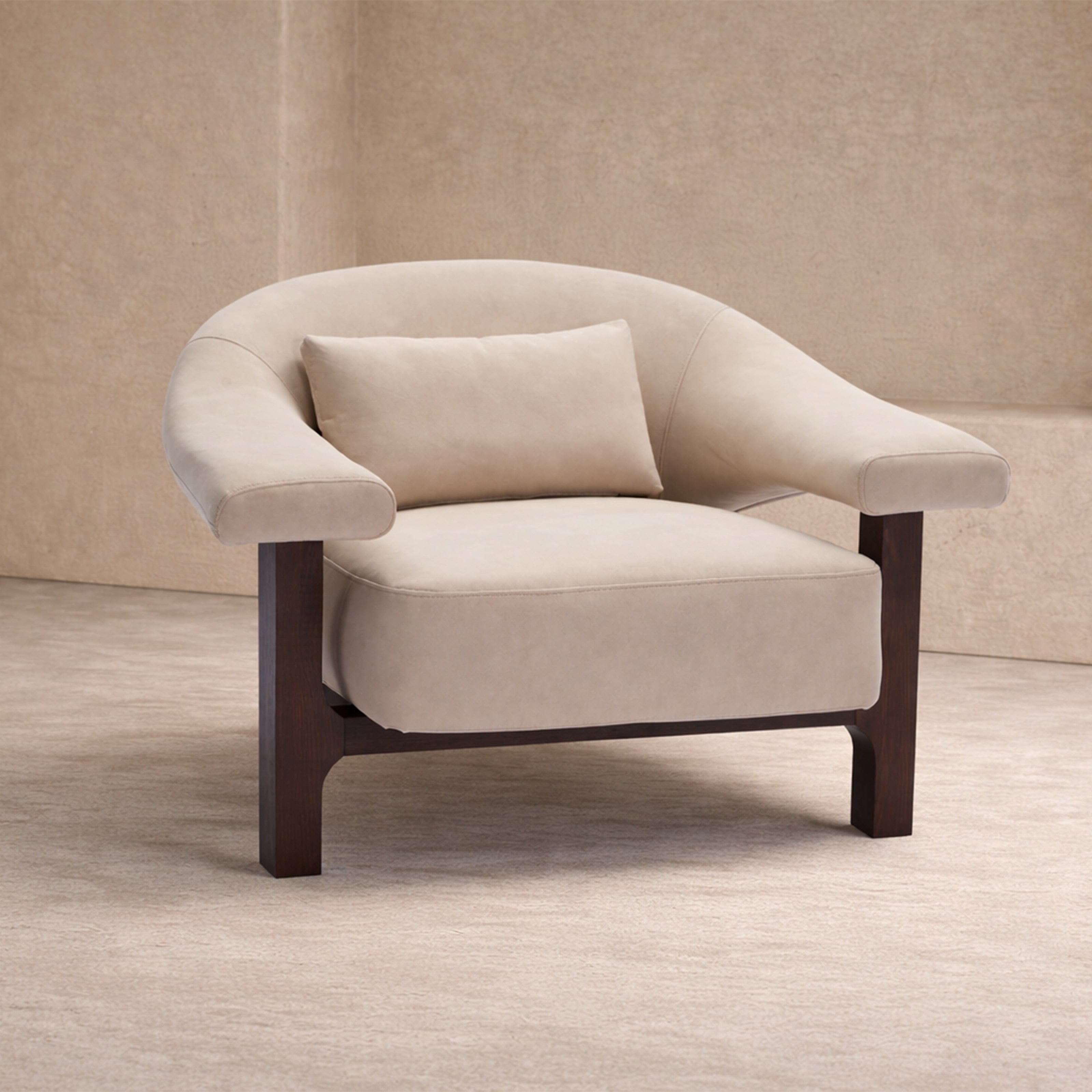 Riviera Occasional Chair - Hopper Desert | Dark Brown Solid Wood by Liang & Eimil