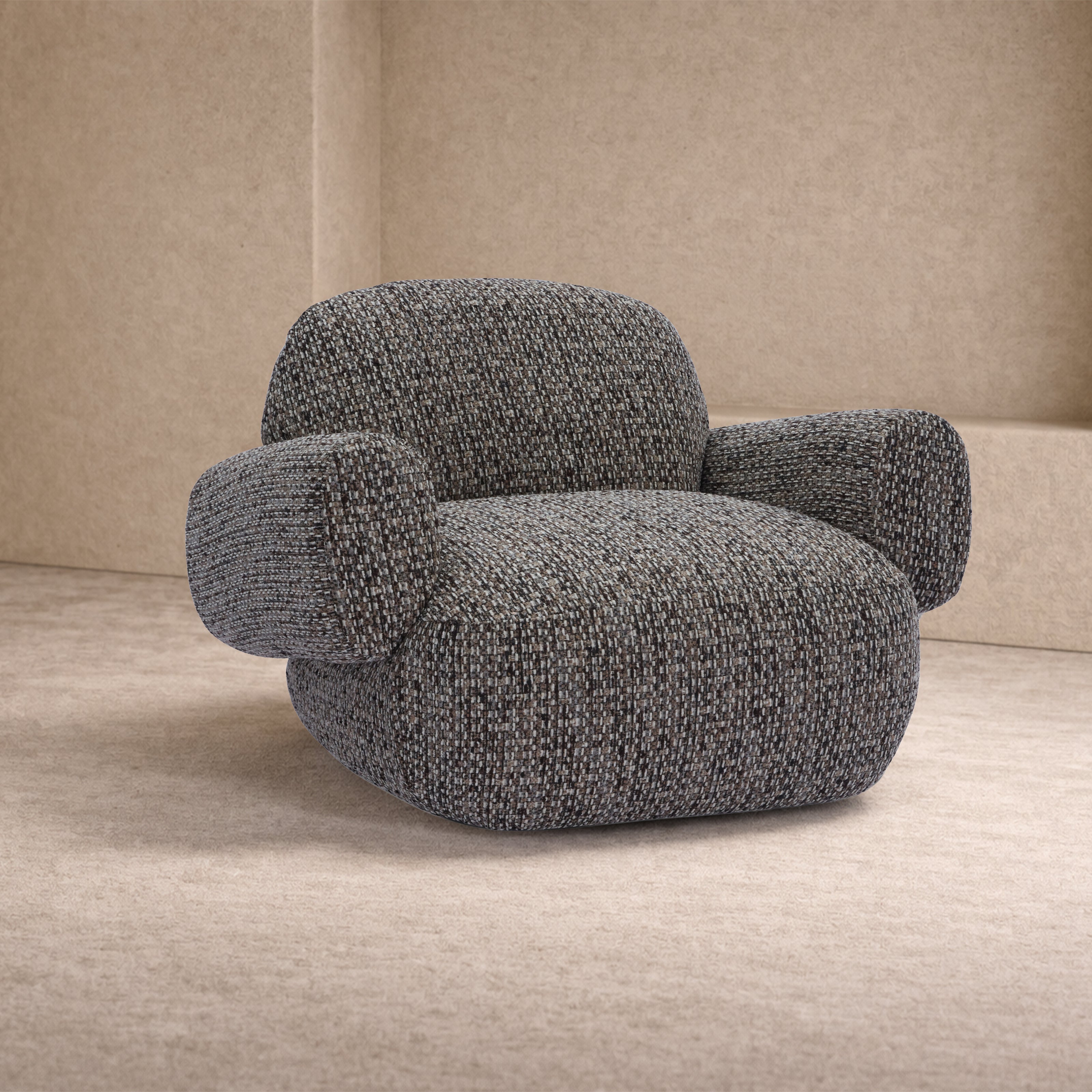 Bolton Swivel Occasional Chair - Tetru Terra | Matt Black Metal by Liang & Eimil