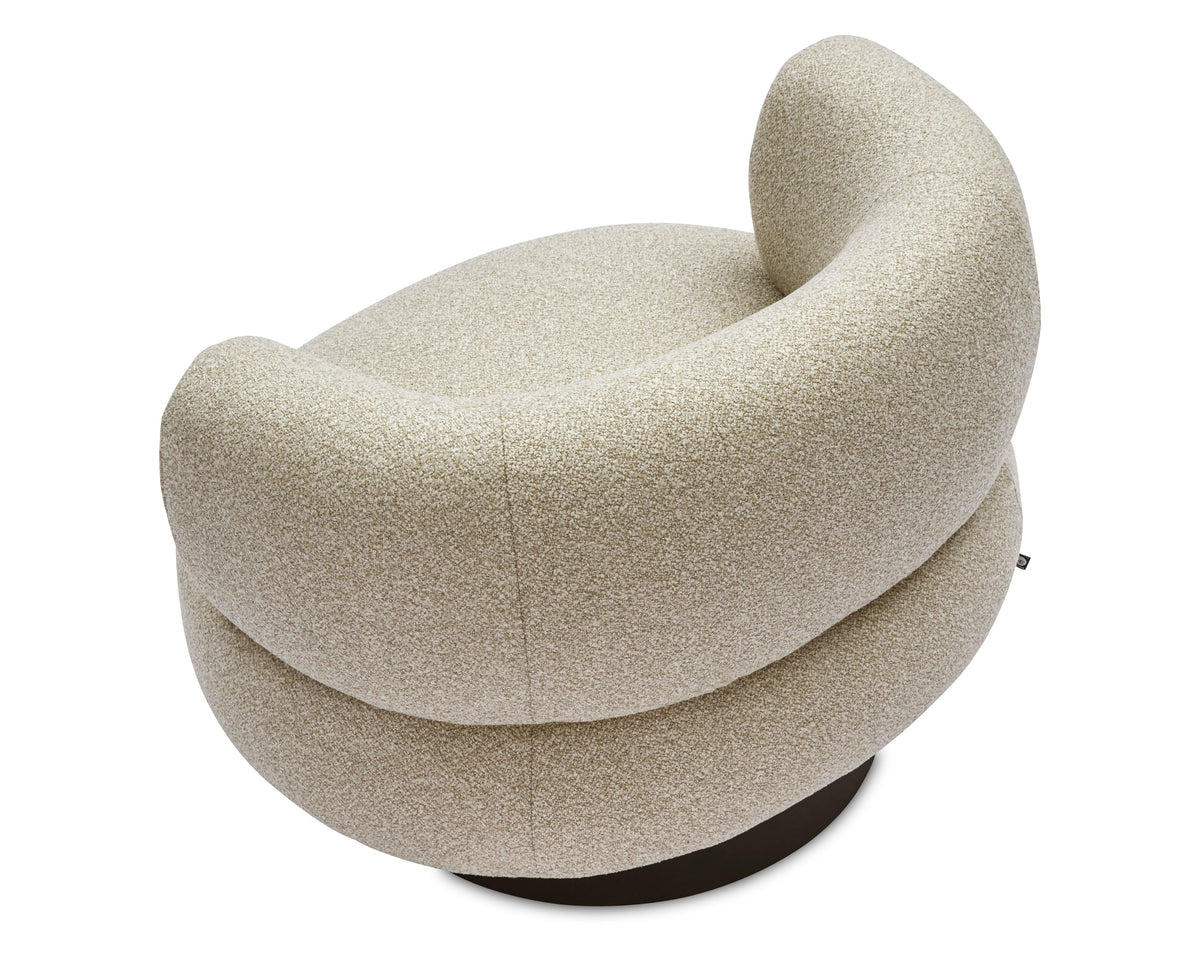 Redeo Swivel Occasional Chair - Capella Sand | Matt Black Metal Liang & Eimil