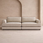 Cameron Sofa - Capela Sand with Capela Fennel Seed Piping | Dark Brown Solid Wood by Liang & Eimil