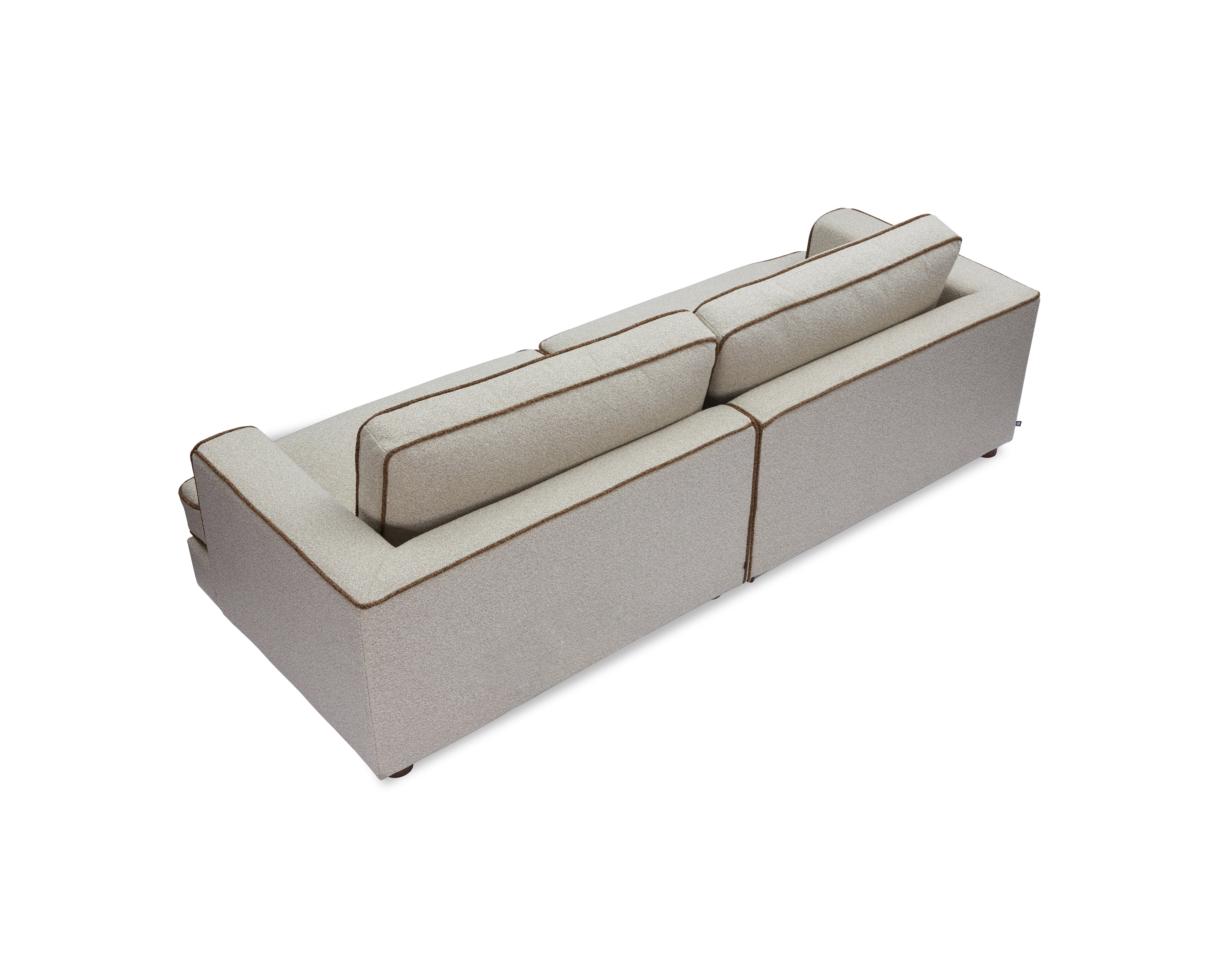 Cameron Sofa - Capela Sand with Capela Fennel Seed Piping | Dark Brown Solid Wood by Liang & Eimil