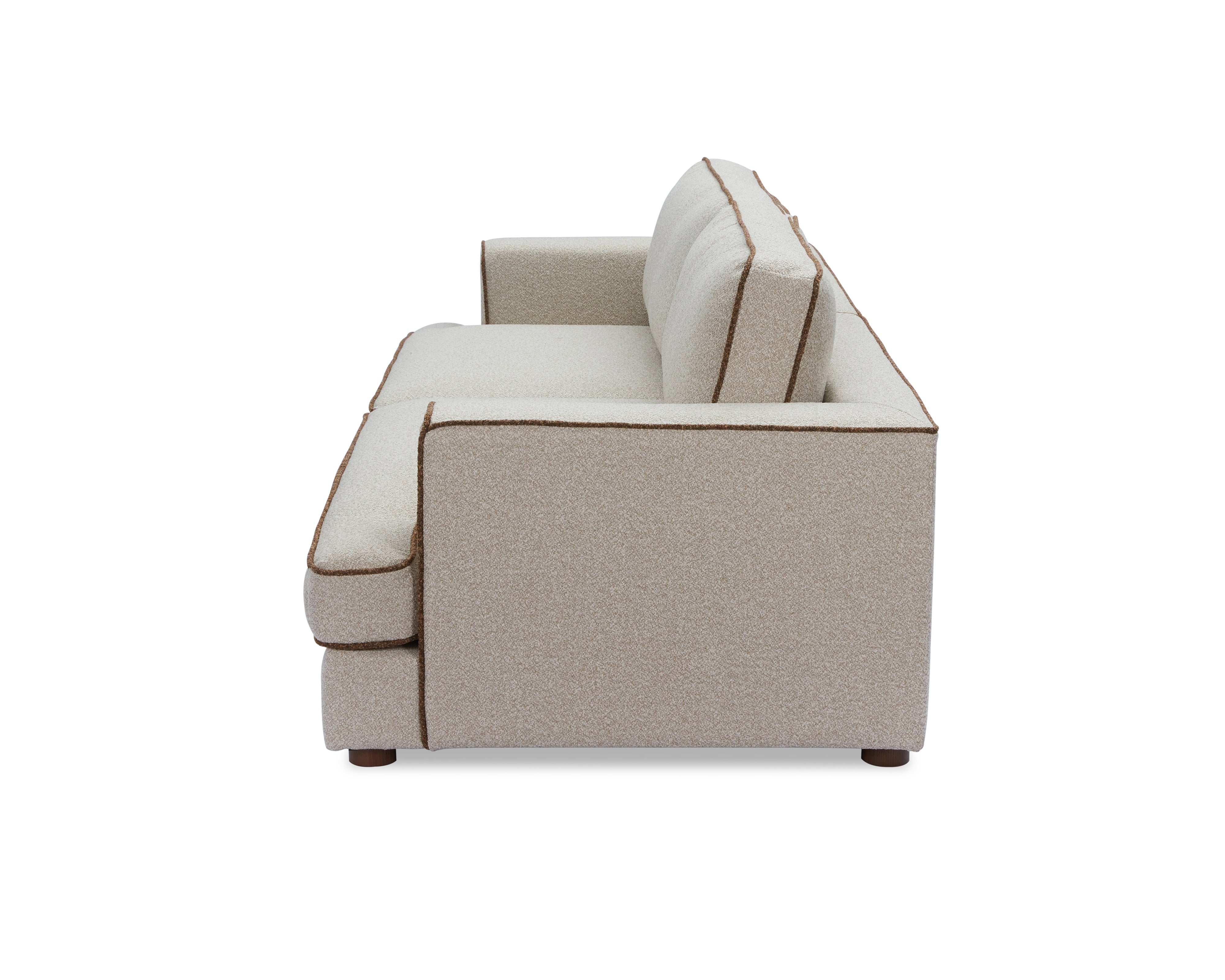 Cameron Sofa - Capela Sand with Capela Fennel Seed Piping | Dark Brown Solid Wood by Liang & Eimil