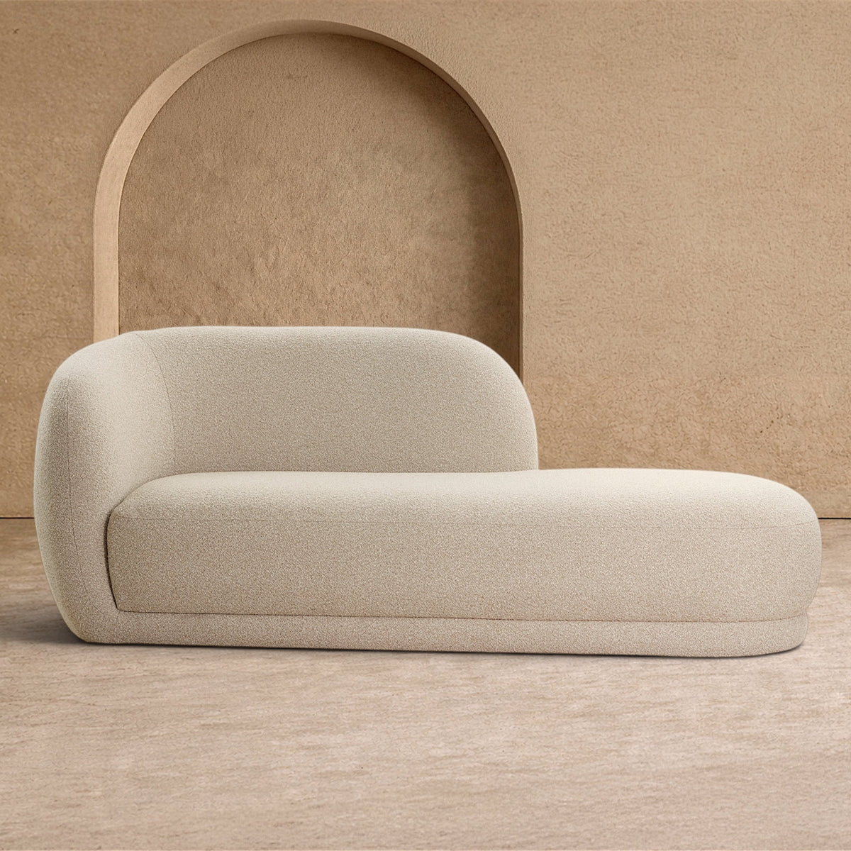 Curva Sand Chenille Chaise Sofa by Liang & Eimil