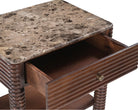 Allure Dark Brown Emperador Marble & Acacia Wood Bedside Table by Liang & Eimil
