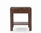 Allure Dark Brown Emperador Marble & Acacia Wood Bedside Table by Liang & Eimil