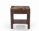 Allure Dark Brown Emperador Marble & Acacia Wood Bedside Table by Liang & Eimil