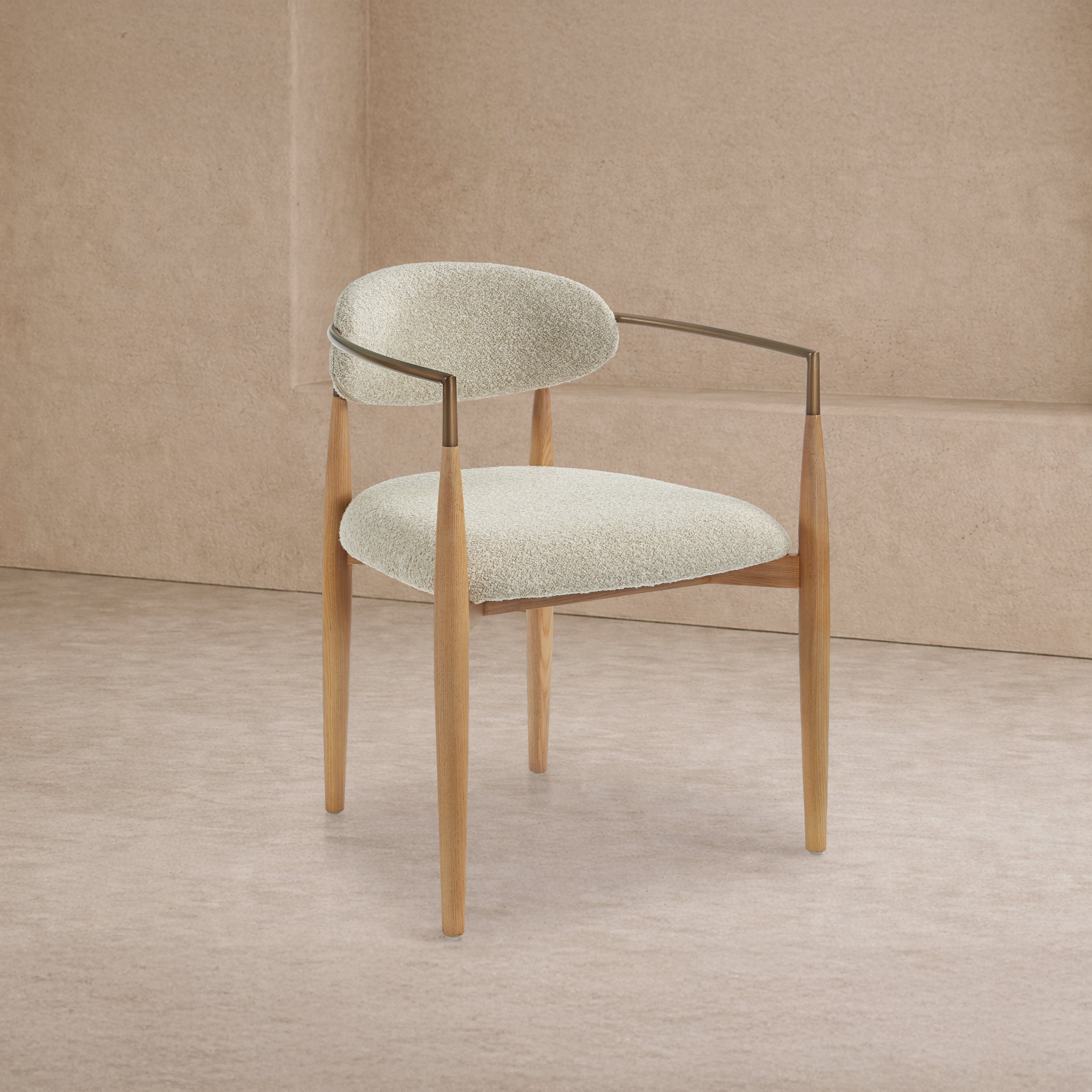 Nivelle Dining Chair - Capella Sand & Brushed Natural Wood by Liang & Eimil