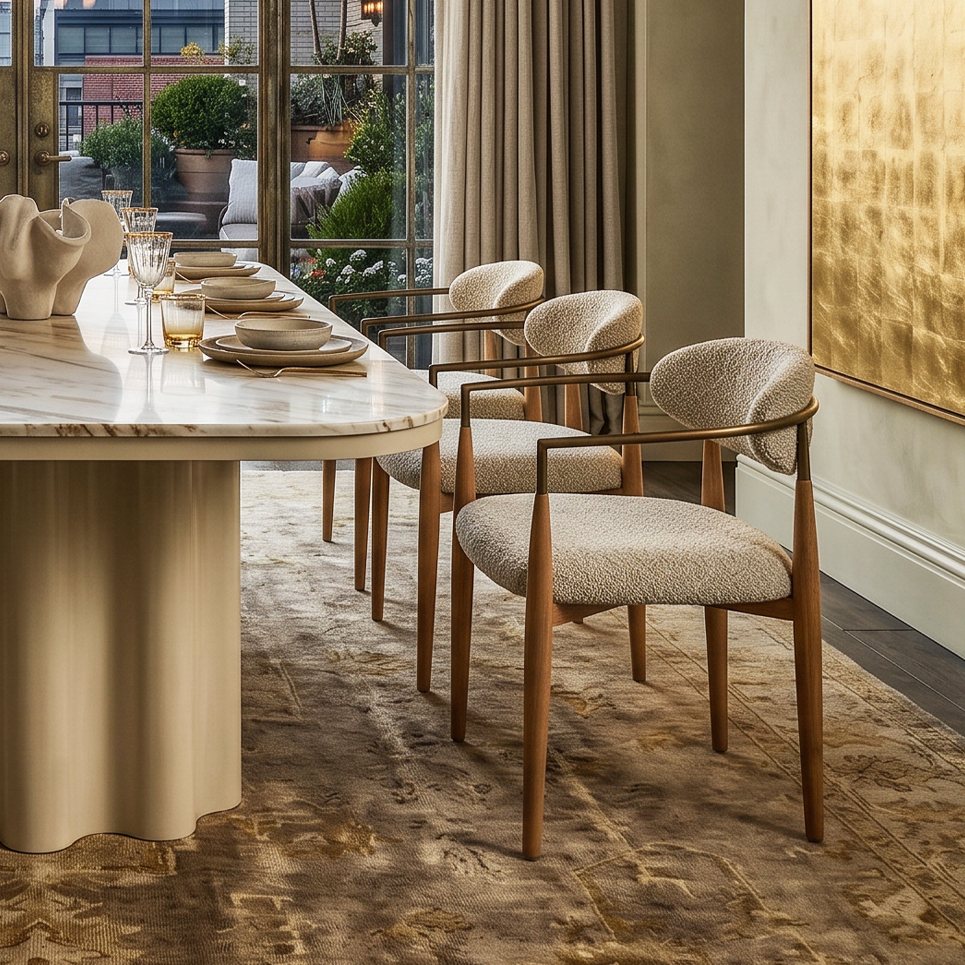Nivelle Dining Chair - Capella Sand & Brushed Natural Wood by Liang & Eimil