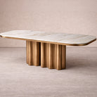 Corinthian Dining Table - Kaka Gold Natural Marble & Hairline Antique Brass by Liang & Eimil