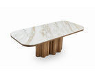 Corinthian Dining Table - Kaka Gold Natural Marble & Hairline Antique Brass by Liang & Eimil
