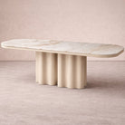 Corinthian Large Dining Table - Kaka Gold Natural Marble & Gloss Ivory by Liang & Eimil