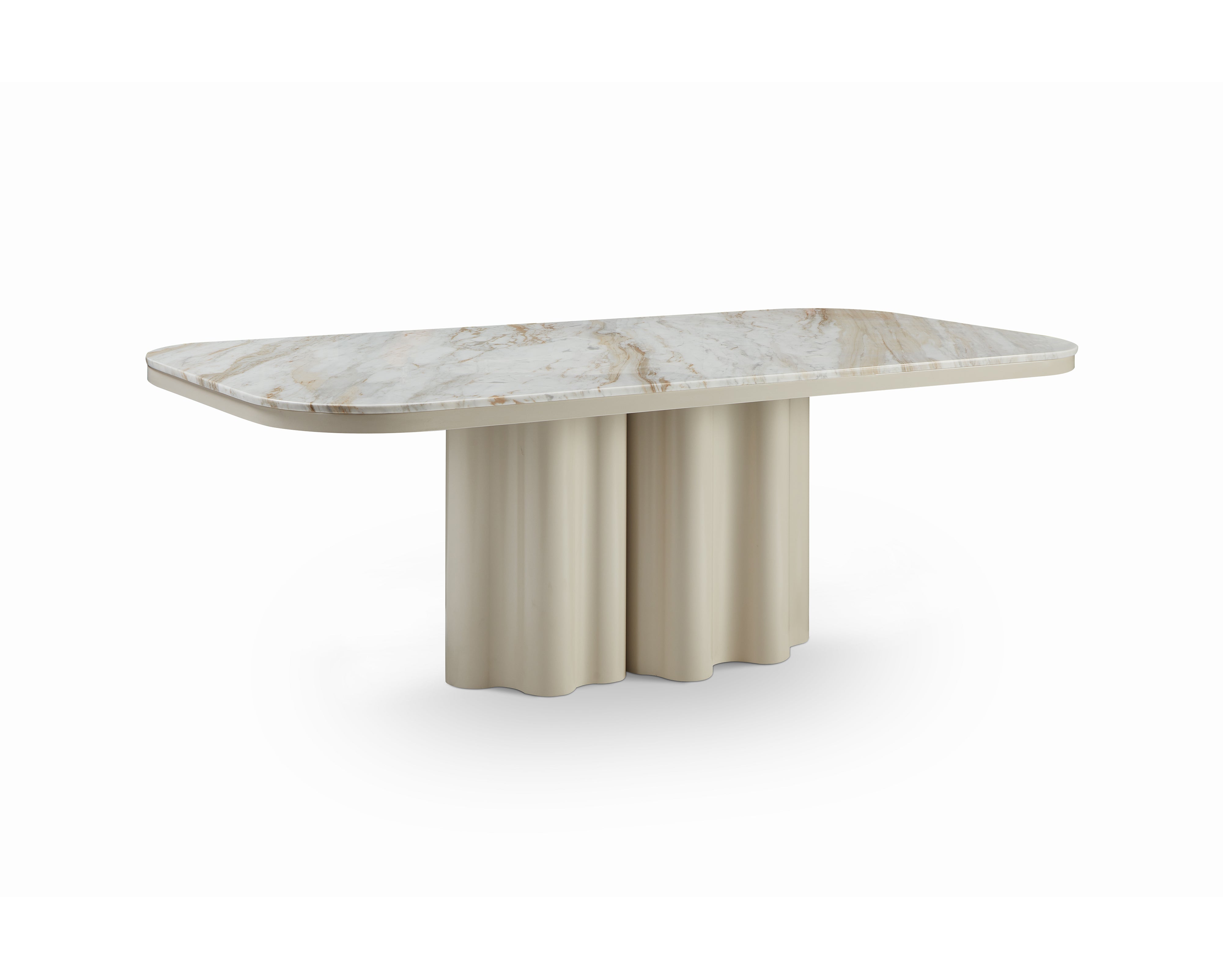 Corinthian Large Dining Table - Kaka Gold Natural Marble & Gloss Ivory by Liang & Eimil