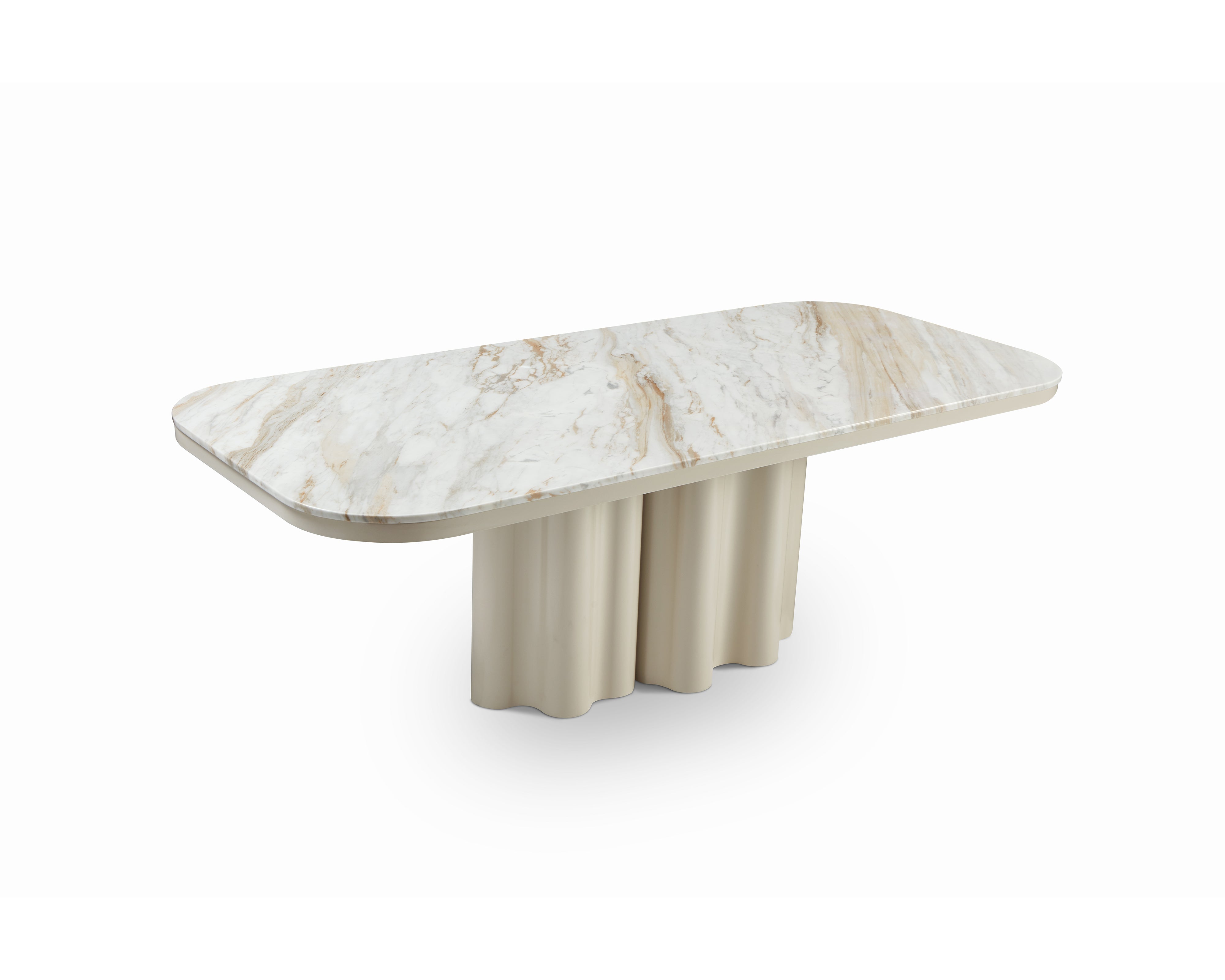 Corinthian Large Dining Table - Kaka Gold Natural Marble & Gloss Ivory by Liang & Eimil