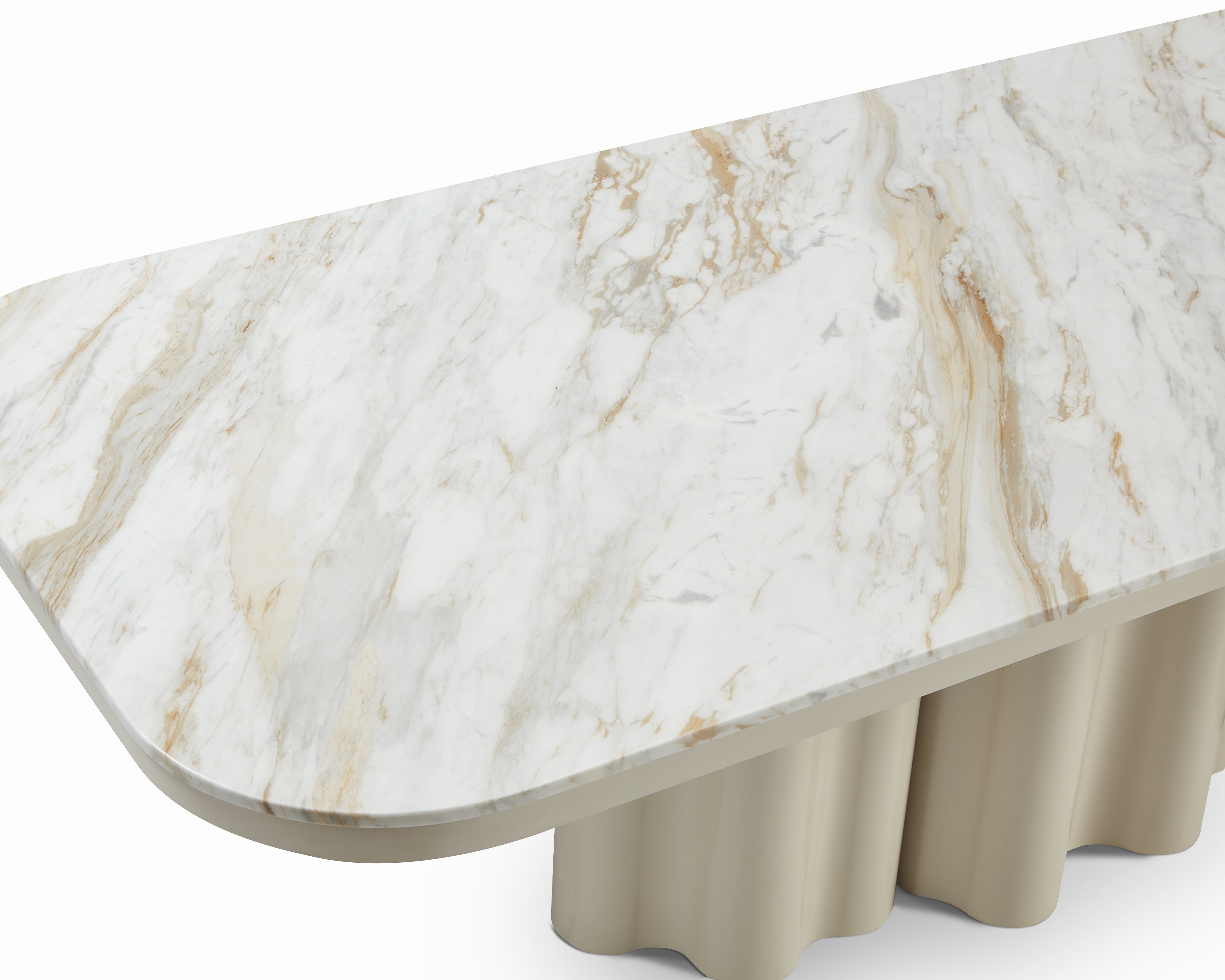 Corinthian Large Dining Table - Kaka Gold Natural Marble & Gloss Ivory by Liang & Eimil