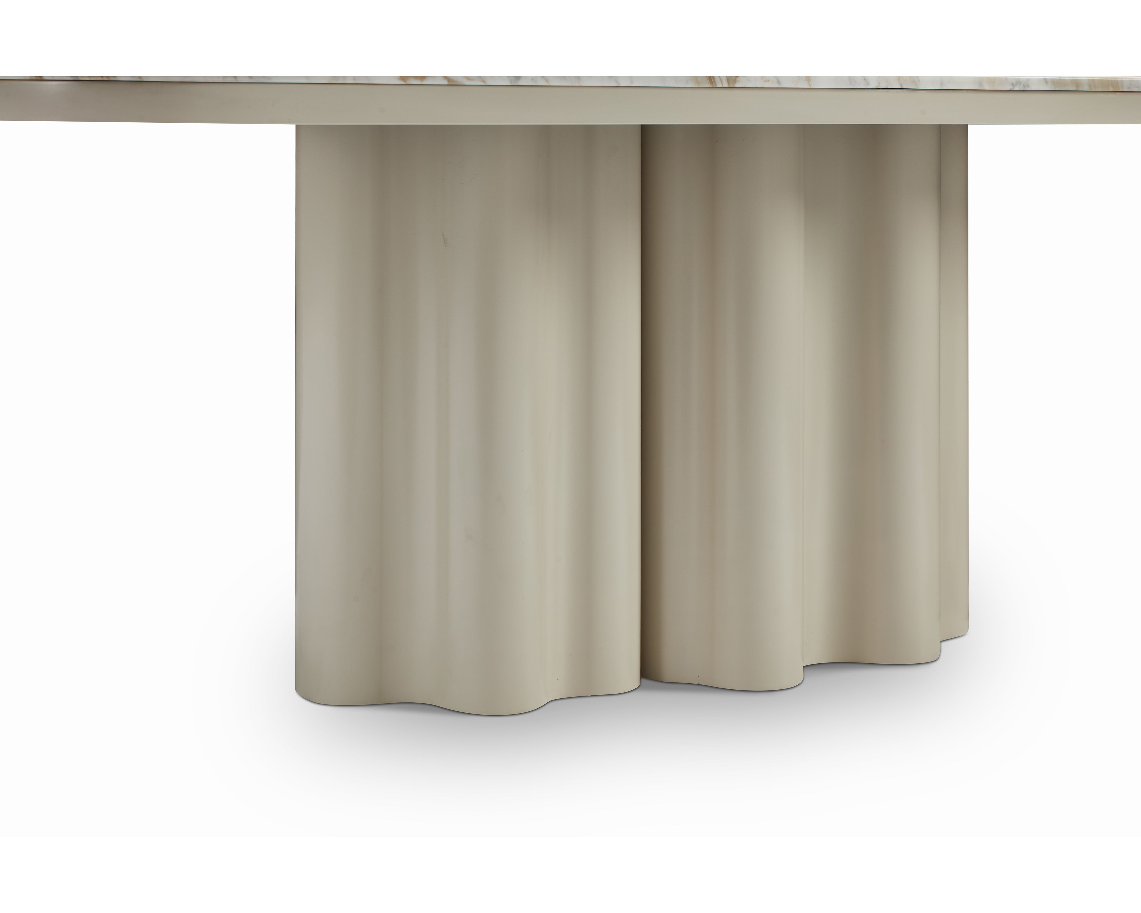 Corinthian Large Dining Table - Kaka Gold Natural Marble & Gloss Ivory by Liang & Eimil